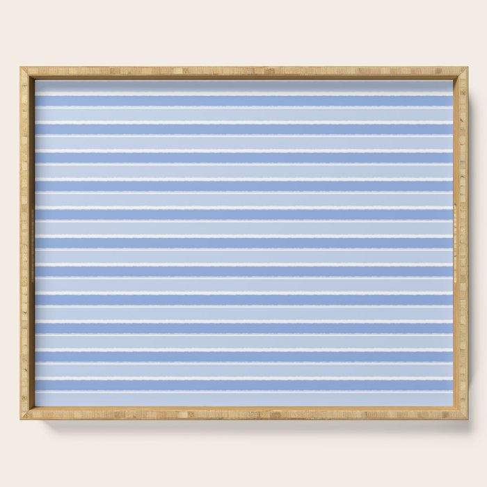 Baby Blue Cottage Stripes Pattern Serving Tray Gallery Image 1