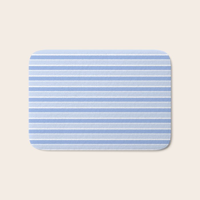 Baby Blue Cottage Stripes Pattern Bath Mat Gallery Image 1