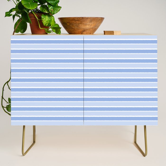 Baby Blue Cottage Stripes Pattern Credenza Gallery Image 1