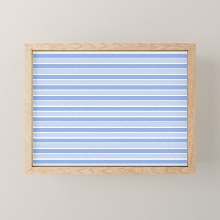 Baby Blue Cottage Stripes Pattern Mini Art Print Gallery Image 1