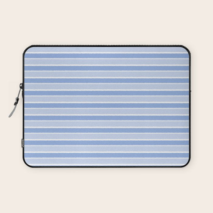 Baby Blue Cottage Stripes Pattern Laptop Sleeve Gallery Image 1