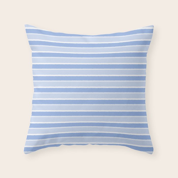 Baby Blue Cottage Stripes Pattern Throw Pillow Gallery Image 6