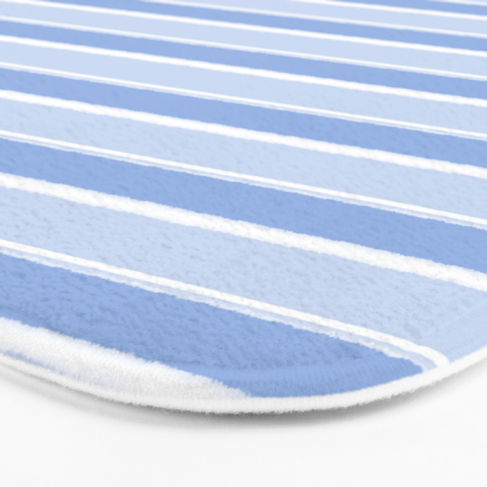 Baby Blue Cottage Stripes Pattern Bath Mat Gallery Image 3