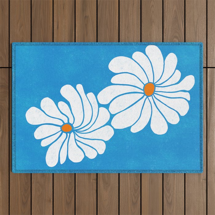 daisy 1967, denim blue Outdoor Rug Gallery Image 1