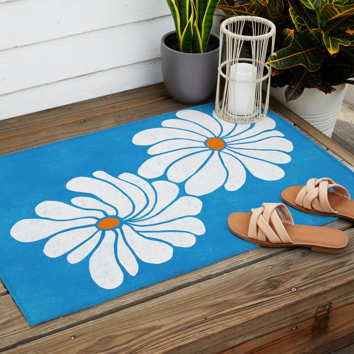 daisy 1967, denim blue Outdoor Rug Gallery Image 2