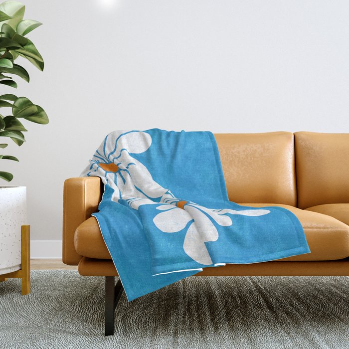 daisy 1967, denim blue Throw Blanket Gallery Image 1