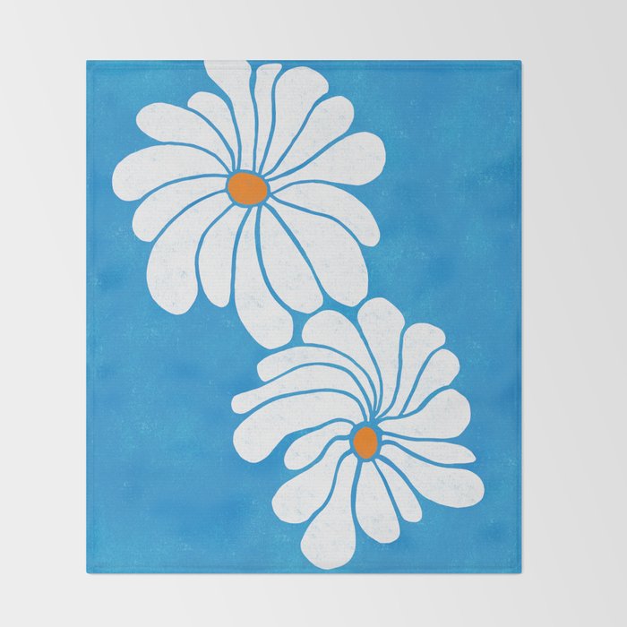 daisy 1967, denim blue Throw Blanket Gallery Image 2