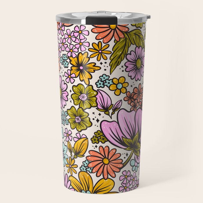 Retro Flower Power - Spring Palette Travel Mug Gallery Image 1