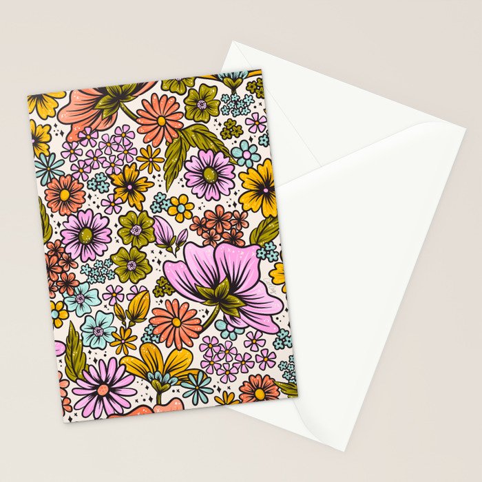 Retro Flower Power - Spring Palette Stationery Card Gallery Image 2