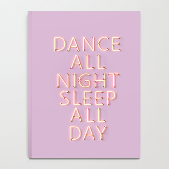 DANCE ALL NIGHT - pink neon typography Notebook Gallery Image 4