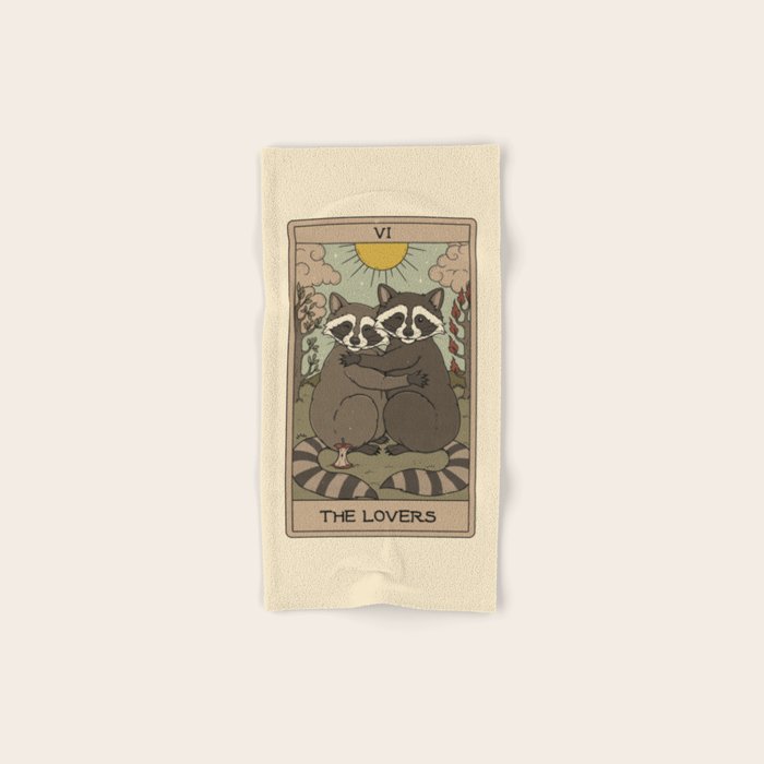 The Lovers - Raccoons Tarot Bath Towel Gallery Image 1