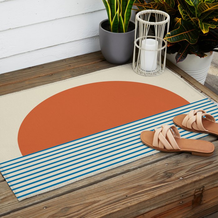 Sunrise Sunset IV - Orange Blue Outdoor Rug Gallery Image 2