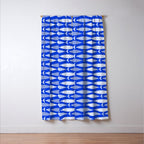 Fish Stripes in Royal Blue and Light Blue Window Curtain Gallery Image 3