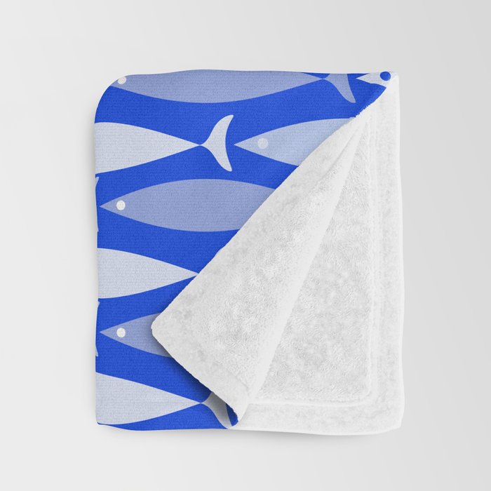 Fish Stripes in Royal Blue and Light Blue Throw Blanket Gallery Image 3