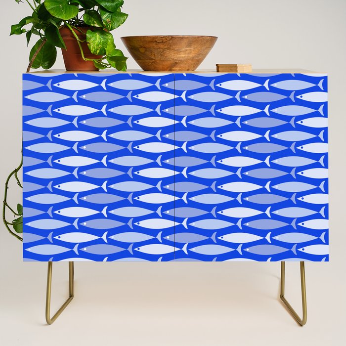 Fish Stripes in Royal Blue and Light Blue Credenza Gallery Image 1