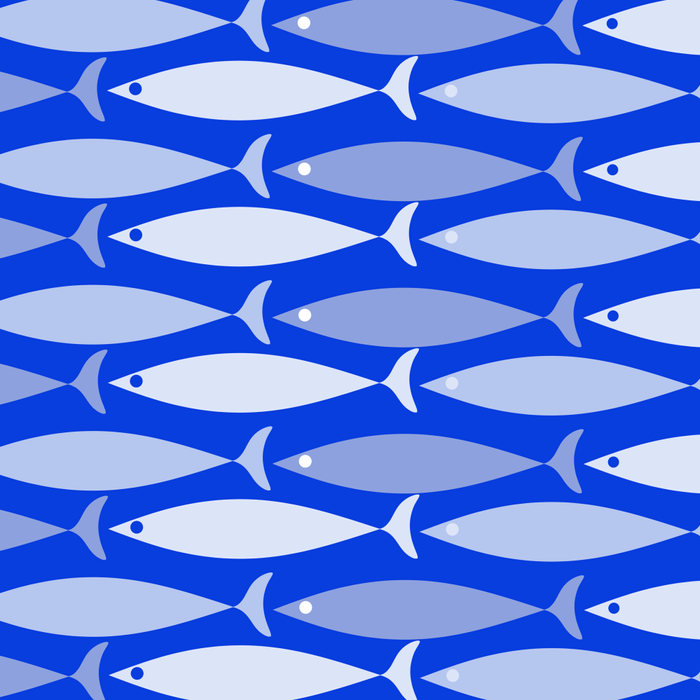 Fish Stripes in Royal Blue and Light Blue Coffee Mug Gallery Image 2