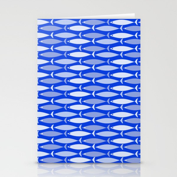 Fish Stripes in Royal Blue and Light Blue Stationery Card Gallery Image 2