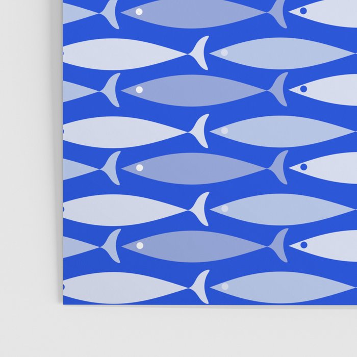 Fish Stripes in Royal Blue and Light Blue Poster Gallery Image 3
