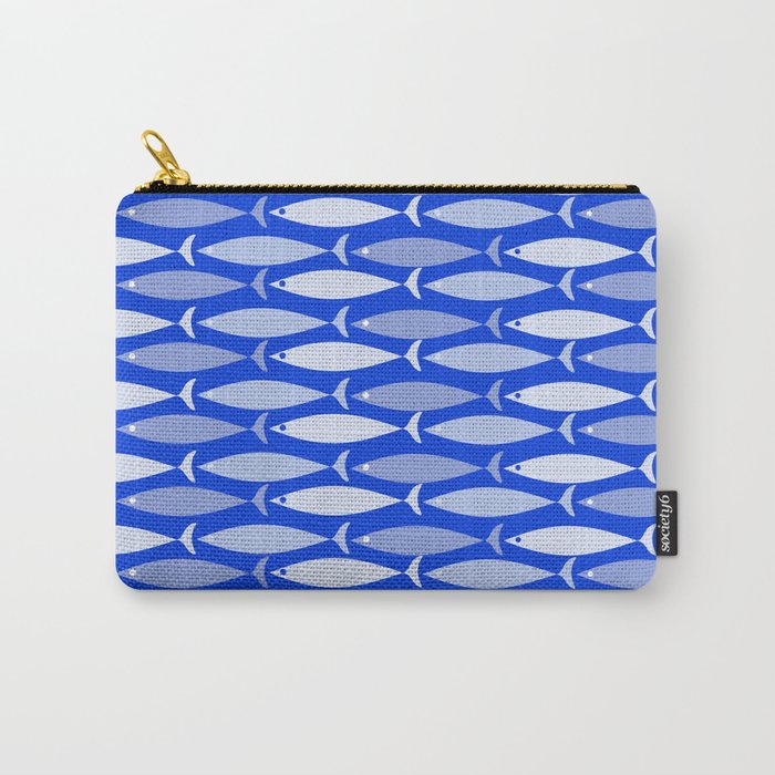 Fish Stripes in Royal Blue and Light Blue Carry All Pouch Gallery Image 1