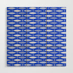 Fish Stripes in Royal Blue and Light Blue Wood Wall Art Gallery Image 1