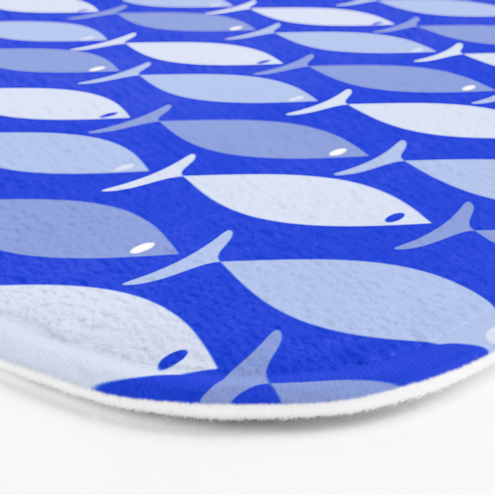 Fish Stripes in Royal Blue and Light Blue Bath Mat Gallery Image 3