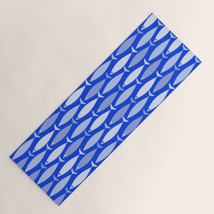 Fish Stripes in Royal Blue and Light Blue Yoga Mat Gallery Image 1