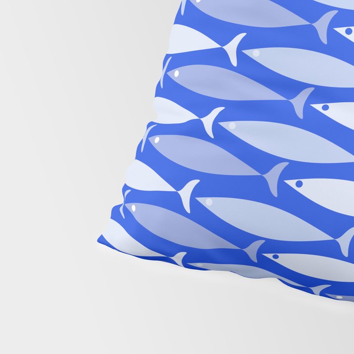 Fish Stripes in Royal Blue and Light Blue Pillow Sham Gallery Image 4