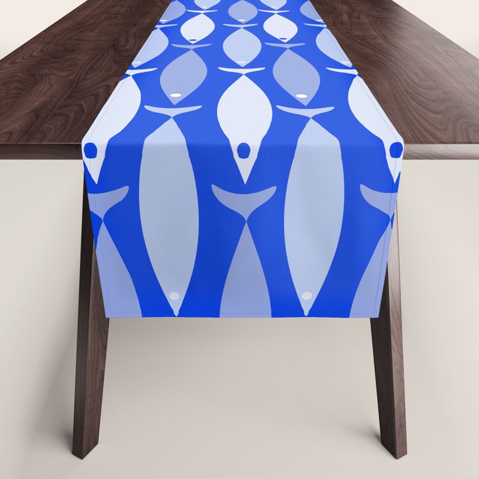 Fish Stripes in Royal Blue and Light Blue Table Runner Gallery Image 1