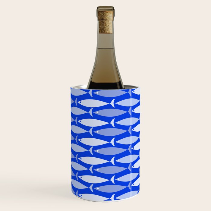 Fish Stripes in Royal Blue and Light Blue Wine Chiller Gallery Image 2
