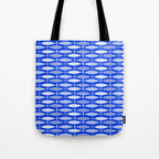 Fish Stripes in Royal Blue and Light Blue Tote Bag Gallery Image 1