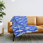 Fish Stripes in Royal Blue and Light Blue Throw Blanket Gallery Image 1
