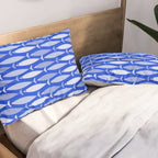 Fish Stripes in Royal Blue and Light Blue Pillow Sham Gallery Image 2