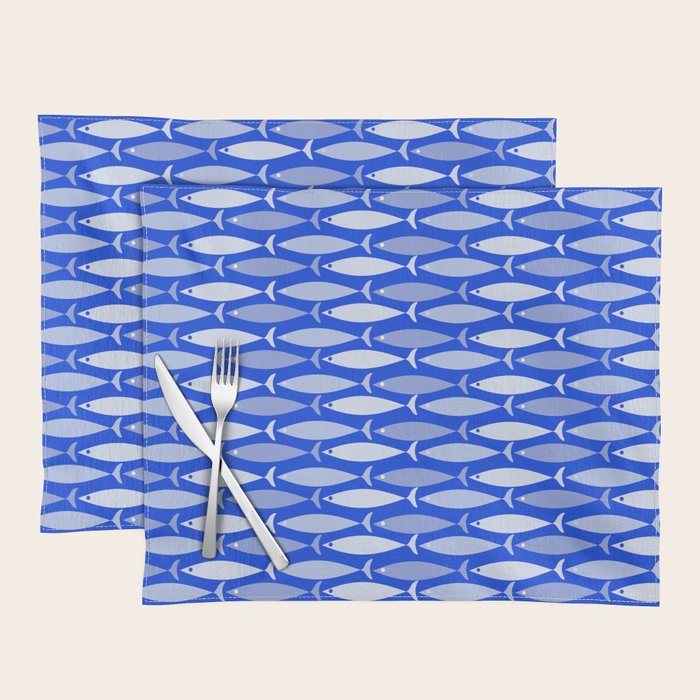Fish Stripes in Royal Blue and Light Blue Placemat Gallery Image 1