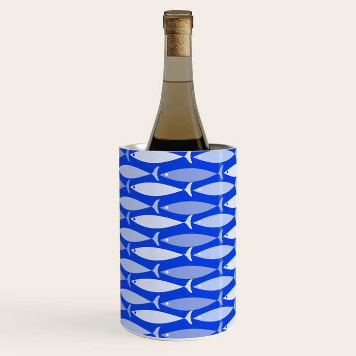 Fish Stripes in Royal Blue and Light Blue Wine Chiller Gallery Image 1