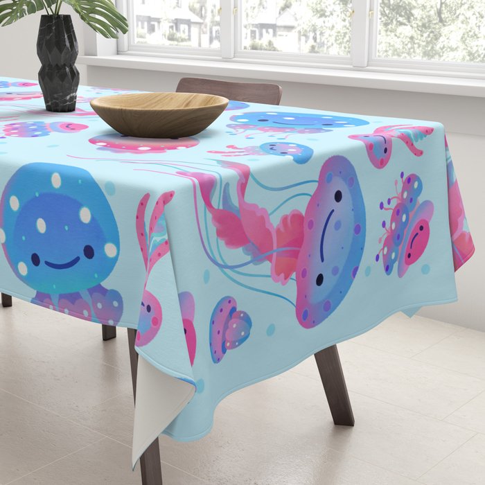 Polka dot jellyfish Tablecloth Gallery Image 3