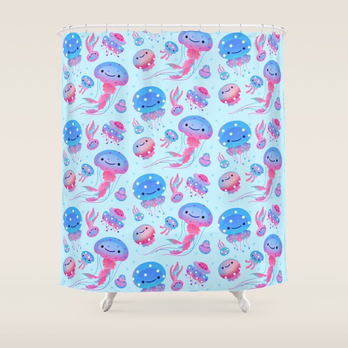 Polka dot jellyfish Shower Curtain Gallery Image 1