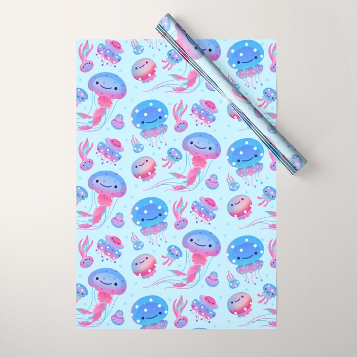 Polka dot jellyfish Wrapping Paper Gallery Image 1