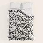Fun black line doodle art pattern Duvet Cover Gallery Image 6