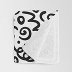 Fun black line doodle art pattern Throw Blanket Gallery Image 3