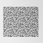 Fun black line doodle art pattern Throw Blanket Gallery Image 2