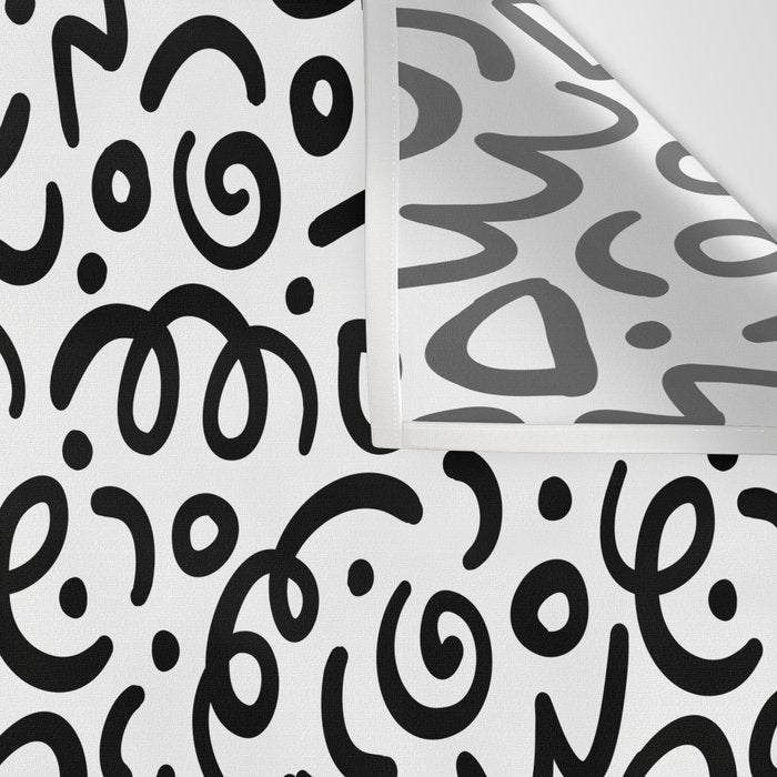 Fun black line doodle art pattern Wall Tapestry Gallery Image 3