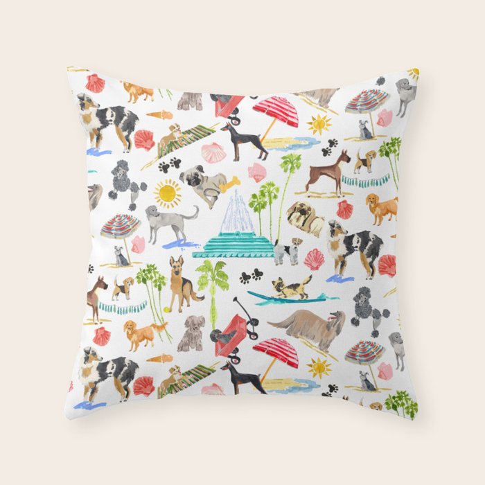 Doggie Days Throw Pillow Gallery Image 1