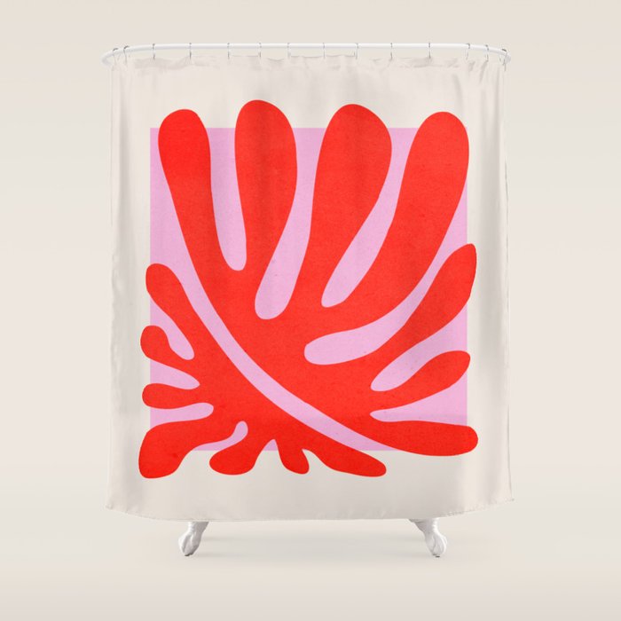 Coral & Lavender: Matisse Paper Leaf Cutouts 01 Shower Curtain Gallery Image 1