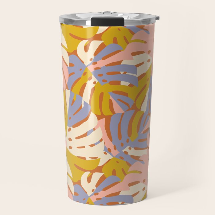 Color Block Monstera Pink + Lavender Travel Mug Gallery Image 1