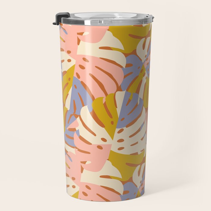 Color Block Monstera Pink + Lavender Travel Mug Gallery Image 3
