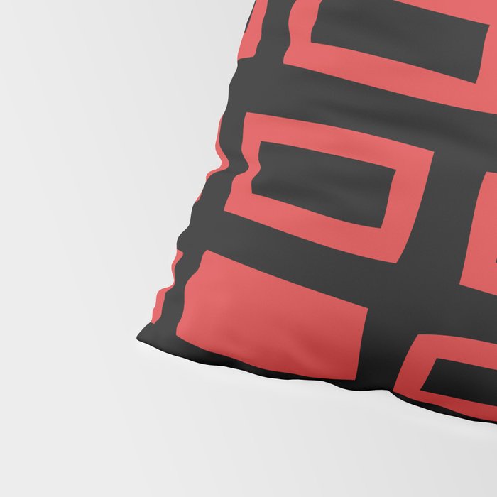 Mid Century Modern Abstract Squares Pattern 541 Black and Red Pillow Sham Gallery Image 4