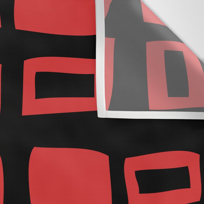 Mid Century Modern Abstract Squares Pattern 541 Black and Red Wall Tapestry Gallery Image 3