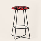 Mid Century Modern Abstract Squares Pattern 541 Black and Red Stool Gallery Image 1