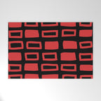 Mid Century Modern Abstract Squares Pattern 541 Black and Red Welcome Mat Gallery Image 1