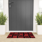 Mid Century Modern Abstract Squares Pattern 541 Black and Red Welcome Mat Gallery Image 3